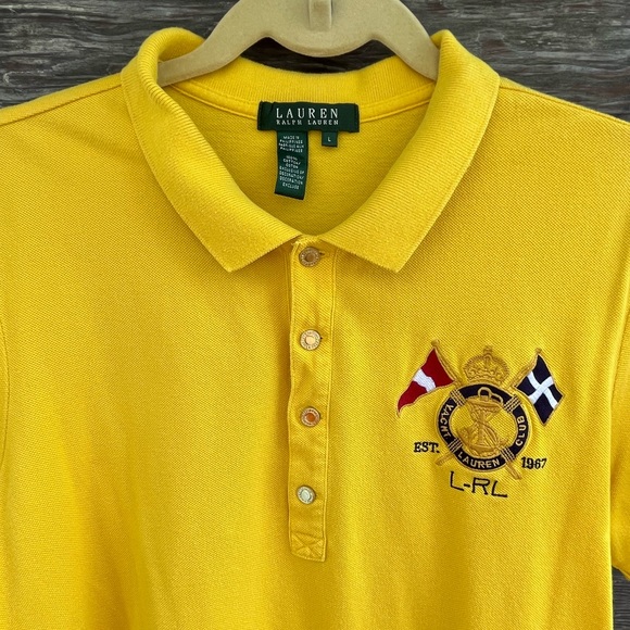 Lauren Ralph Lauren Cotton Vintage Short Sleeve Polo, Yellow | L - Picture 2 of 13